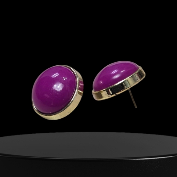 Gold and Purple Stud Earrings - Picture 1 of 17